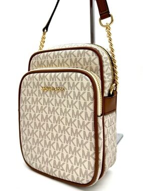 Michael Kors Medium NS Chain Xbody Bag Vanilla/Brown